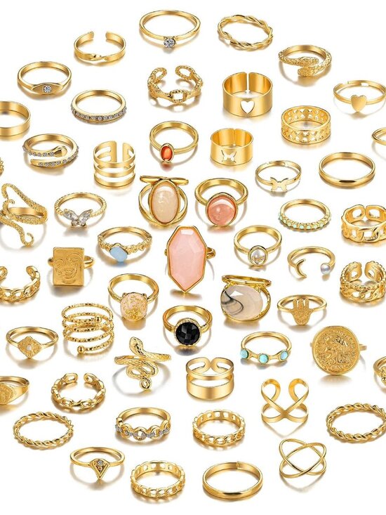 Jewelry - 60-Piece Gold Stackable Ring Set for Women